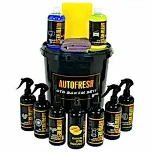 Autofresh 12'li efsane oto yıkama ve bakım seti, kovalı, araç yıkama ve temizlik için tam donanımlı oto bakım paketi.