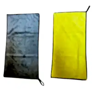 800GSM mikrofiber oto kurulama havlusu, gri ve sarı biyeli çift katlı su emici havlu.