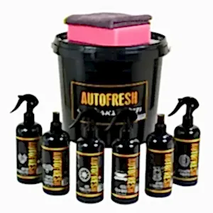 Autofresh 9'lu fırsat oto bakım seti, araç yıkama, temizlik ve bakım için kampanyalı oto temizlik ürünleri paketi.