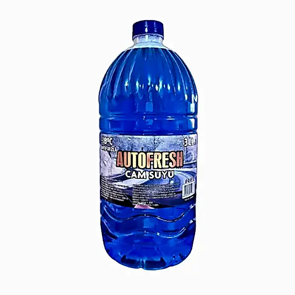 Autofresh antifrizli oto cam suyu, 3 litre, -18°C'ye kadar koruma sağlayan kışlık cam temizleyici.
