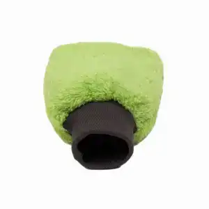 Mikrofiber oto yıkama eldiveni, yeşil renkli, astarlı araç cilalama ve temizleme için ideal.