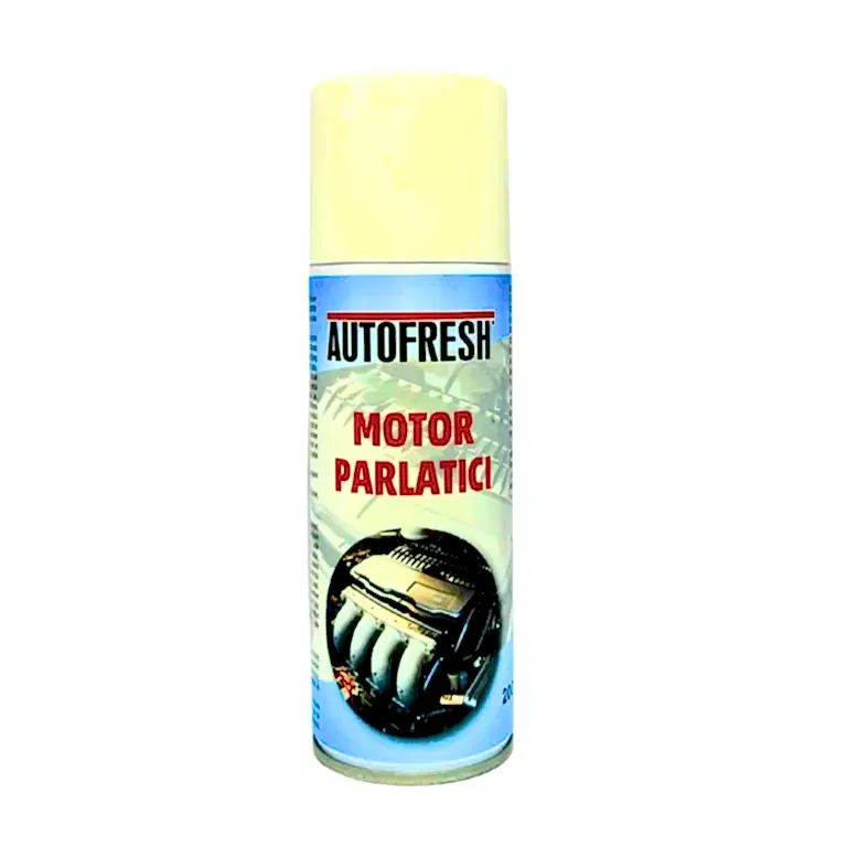 Autofresh susuz motor parlatıcı sprey, 200 ml, motor ve metal aksamlar için etkili temizlik ve parlaklık sağlayan oto bakım ürünü.